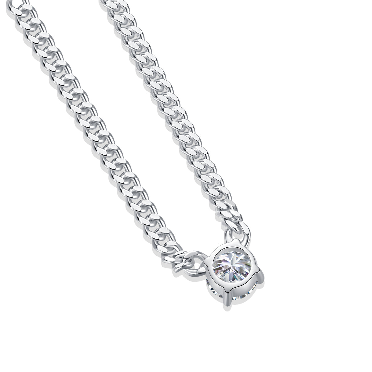 Cuban Necklace - Set With Top-quality Moissanite S925 Silver And Platinum-plated Pendant, A Fashionable And Trendy Accessory That Can Be Tested With A Diamond Pen