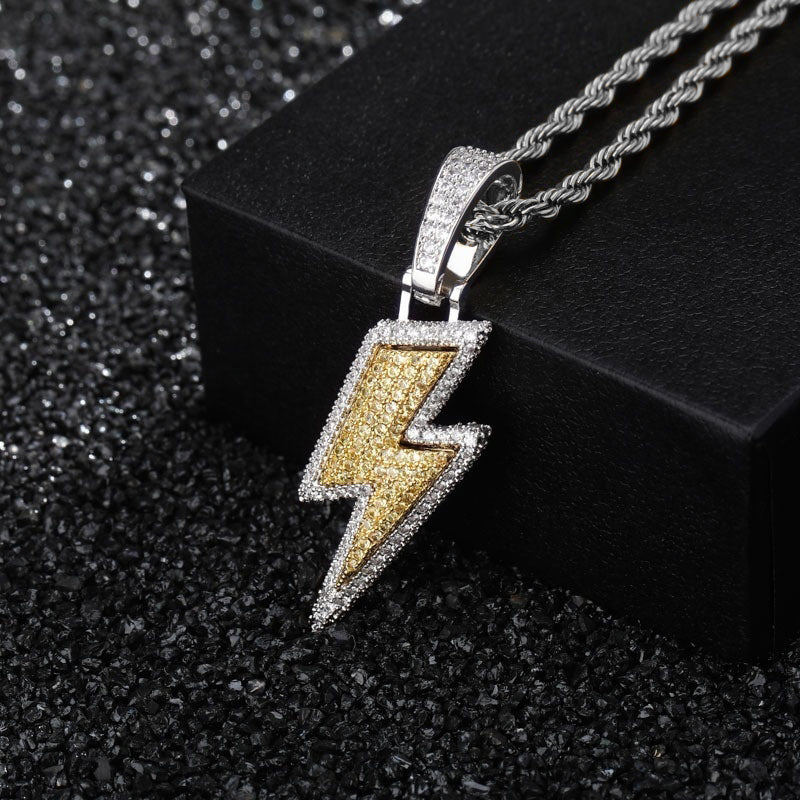 Lightning Hip Hop Pendant Micro-inlaid Zircon Hip Hop Fashion Trendy Hip Hop Jewelry