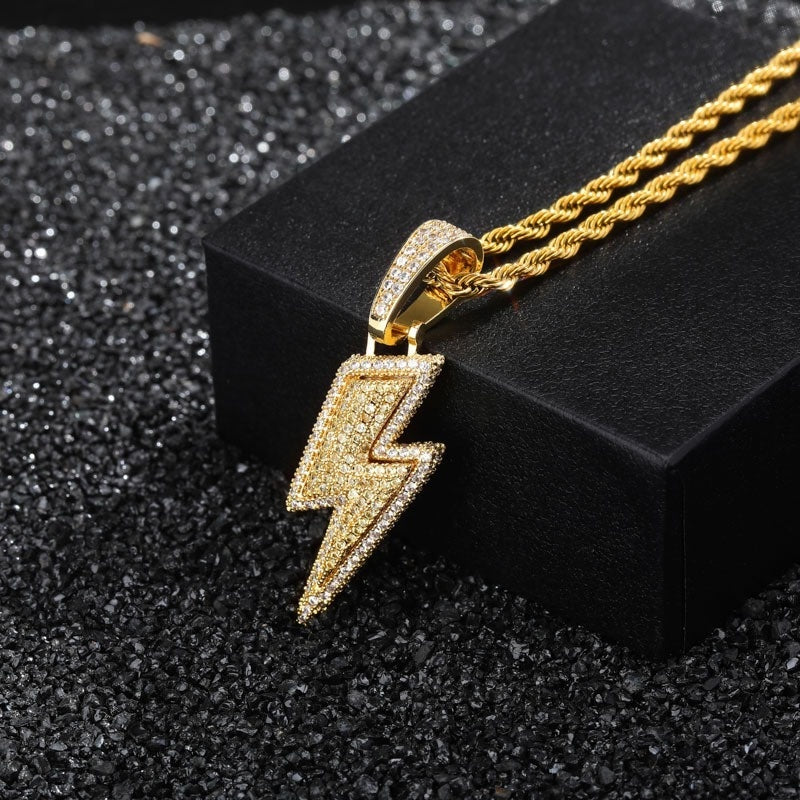 Lightning Hip Hop Pendant Micro-inlaid Zircon Hip Hop Fashion Trendy Hip Hop Jewelry