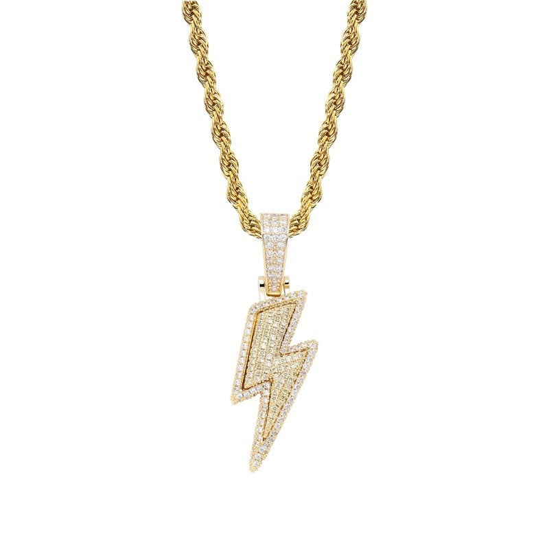 Lightning Hip Hop Pendant Micro-inlaid Zircon Hip Hop Fashion Trendy Hip Hop Jewelry