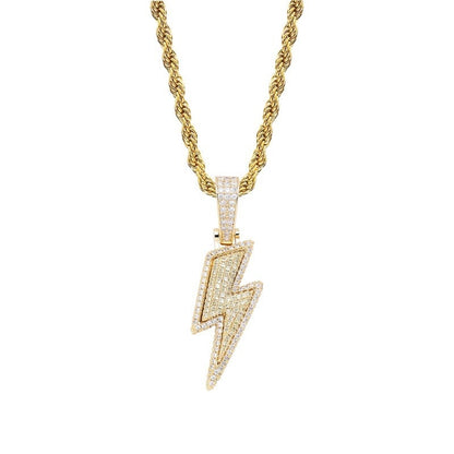 Lightning Hip Hop Pendant Micro-inlaid Zircon Hip Hop Fashion Trendy Hip Hop Jewelry