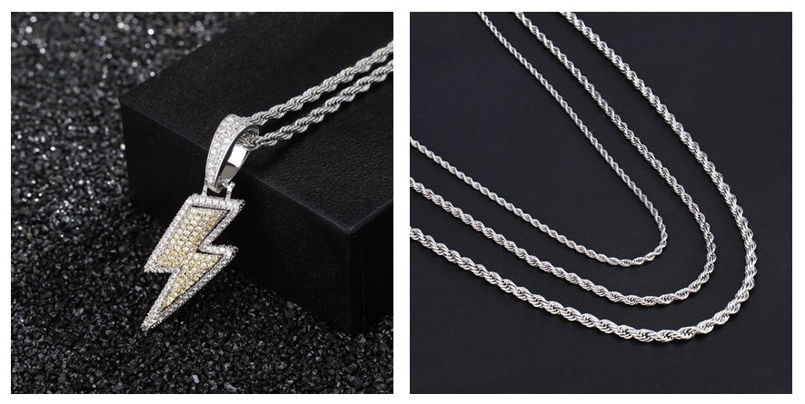 Lightning Hip Hop Pendant Micro-inlaid Zircon Hip Hop Fashion Trendy Hip Hop Jewelry