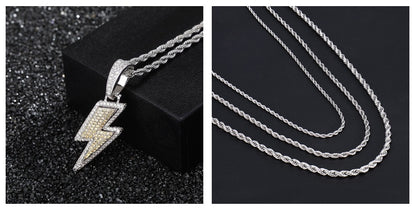 Lightning Hip Hop Pendant Micro-inlaid Zircon Hip Hop Fashion Trendy Hip Hop Jewelry