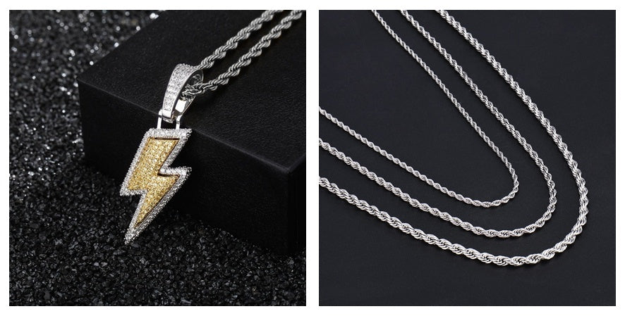 Lightning Hip Hop Pendant Micro-inlaid Zircon Hip Hop Fashion Trendy Hip Hop Jewelry