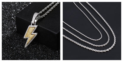 Lightning Hip Hop Pendant Micro-inlaid Zircon Hip Hop Fashion Trendy Hip Hop Jewelry
