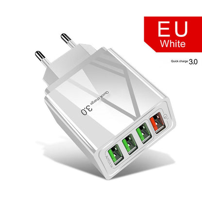 Illuminated 4-Port USB Fast Charger – 3A High-Speed Mobile Phone Charging Adapter