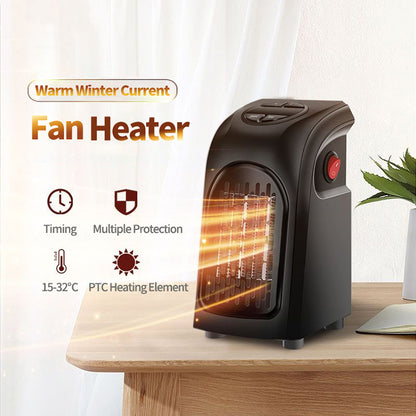 Compact Ceramic Space Heater – Quiet Mini Electric Heater Fan for Home Office Heating