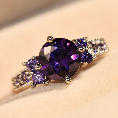 Ring Retro Female Japanese And Korean Purple Zircon Ring Diamond Ring