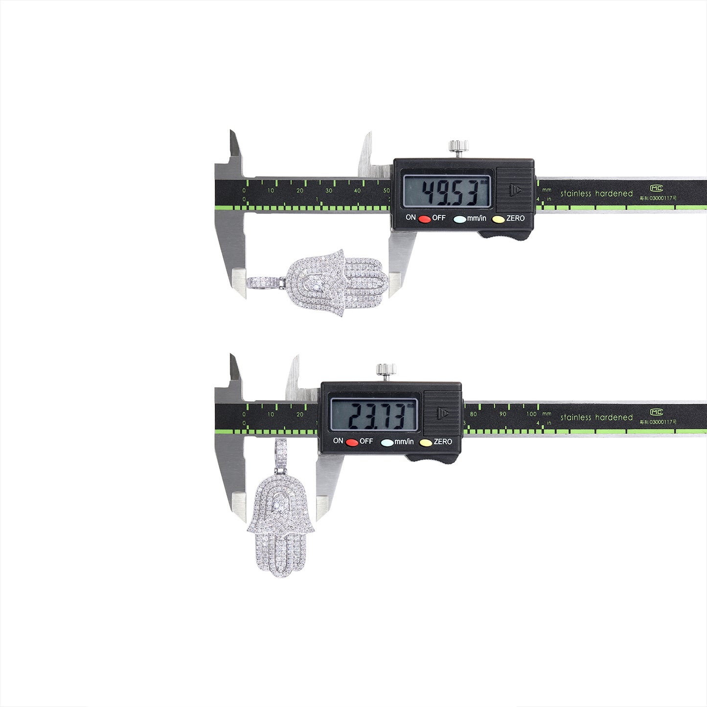 Luxury Crystal Hamsa Hand Necklace | Silver Evil Eye Protection Pendant for Women & Men