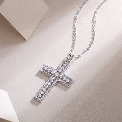 Elegant Silver Crystal Cross Necklace – Faith Pendant Jewelry