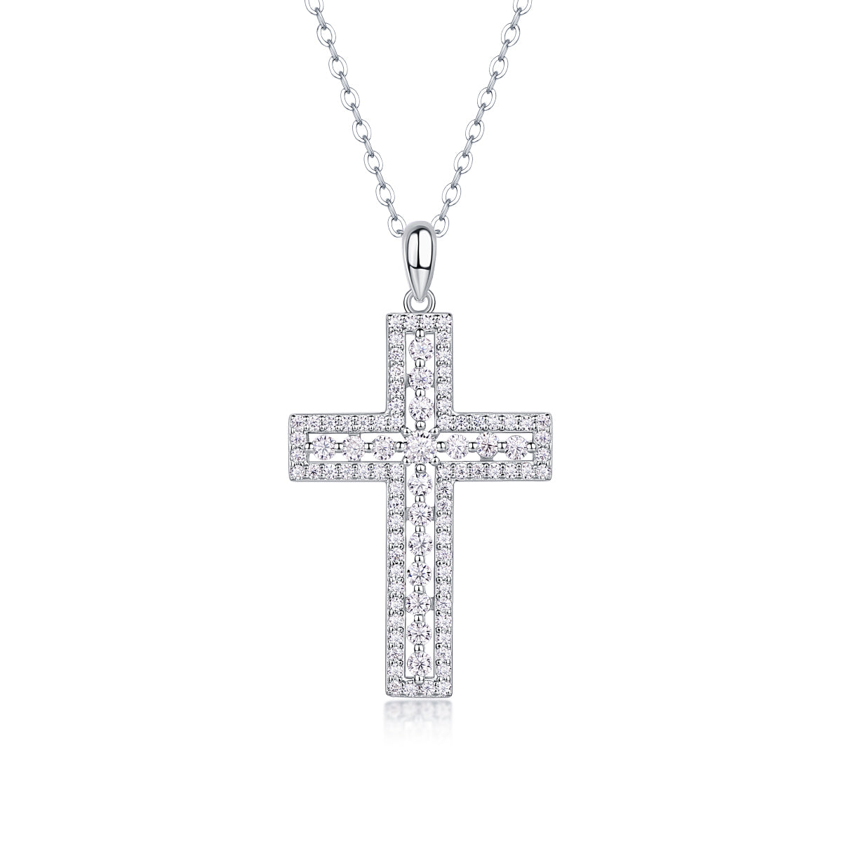 Elegant Silver Crystal Cross Necklace – Faith Pendant Jewelry