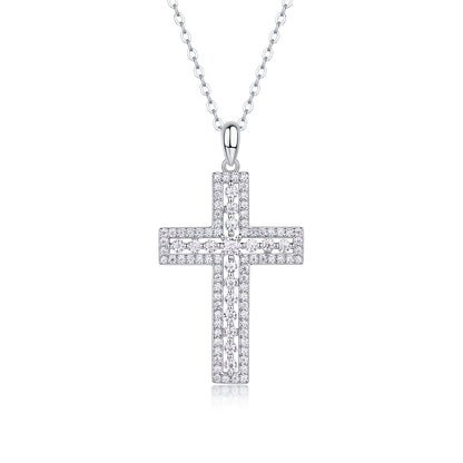 Elegant Silver Crystal Cross Necklace – Faith Pendant Jewelry