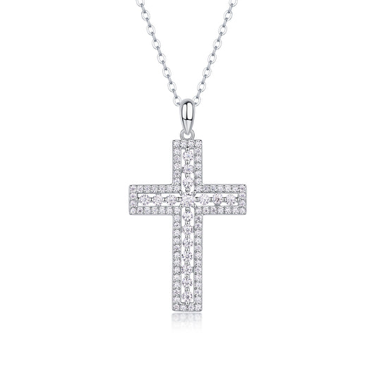 Elegant Silver Crystal Cross Necklace – Faith Pendant Jewelry