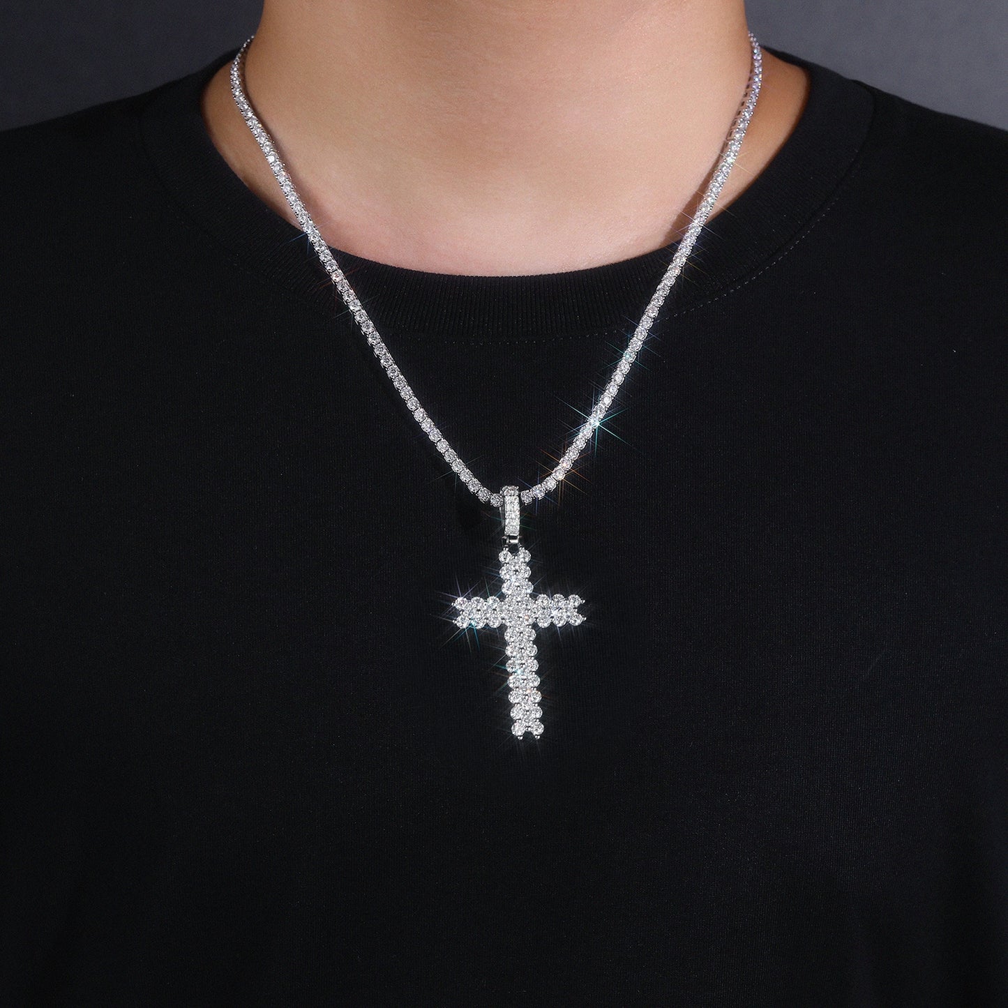 Holy Light - A Fashionable And Trendy Necklace Pendant Set With Top-quality Moissanite S925 And Silver Plated With Platinum Can Be Tested With A Diamond Pen