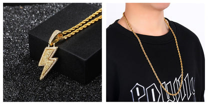Lightning Hip Hop Pendant Micro-inlaid Zircon Hip Hop Fashion Trendy Hip Hop Jewelry