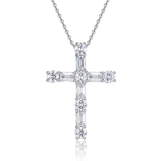 The Light Of Faith - A Fashionable And Trendy Necklace Pendant Set With Top-quality Moissanite S925 And Silver Plated With Platinum Can Be Tested With A Diamond Pen