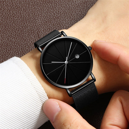Men’s Simple Quartz Watch – Creative Waterproof Wristwatch with Calendar Display