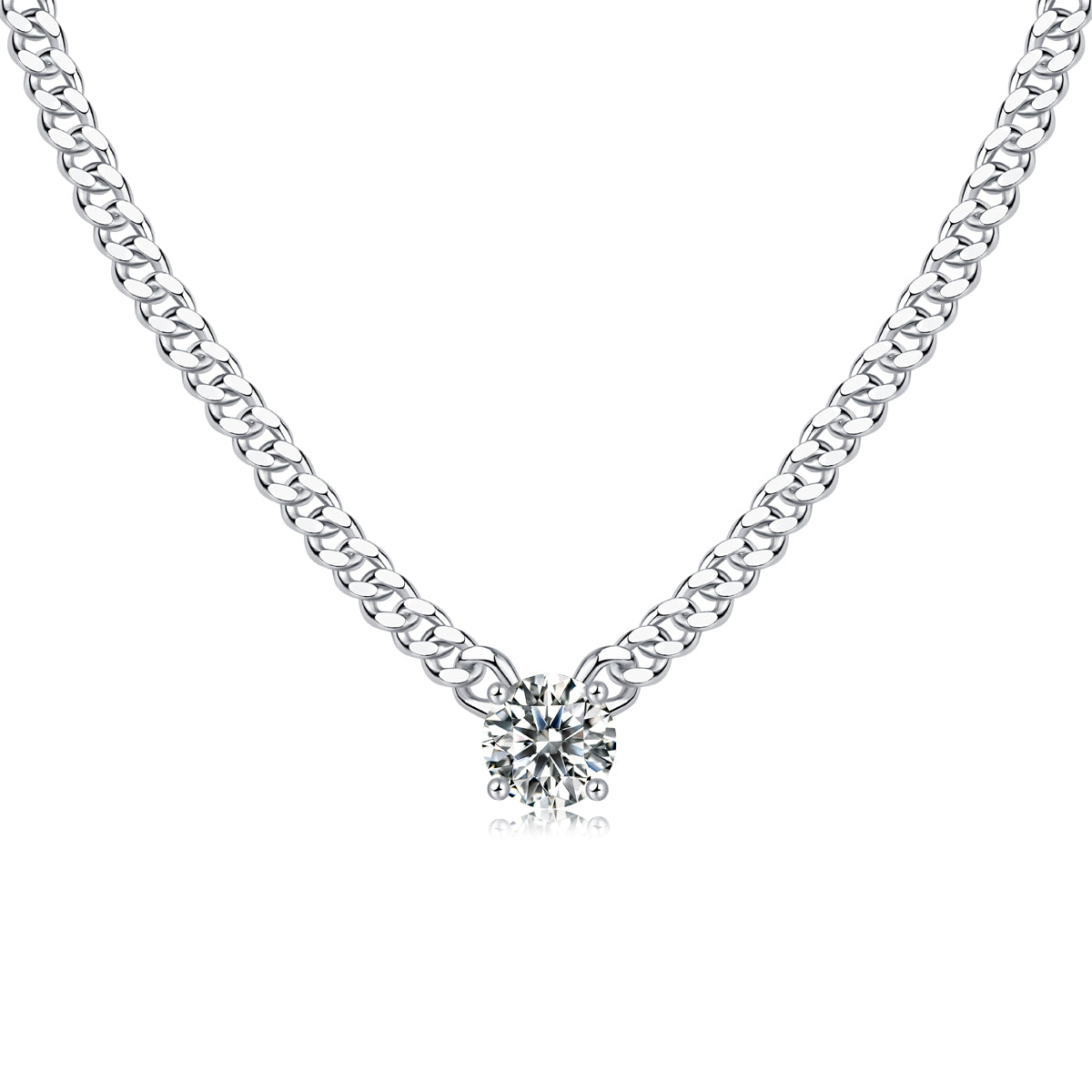 Cuban Necklace - Set With Top-quality Moissanite S925 Silver And Platinum-plated Pendant, A Fashionable And Trendy Accessory That Can Be Tested With A Diamond Pen