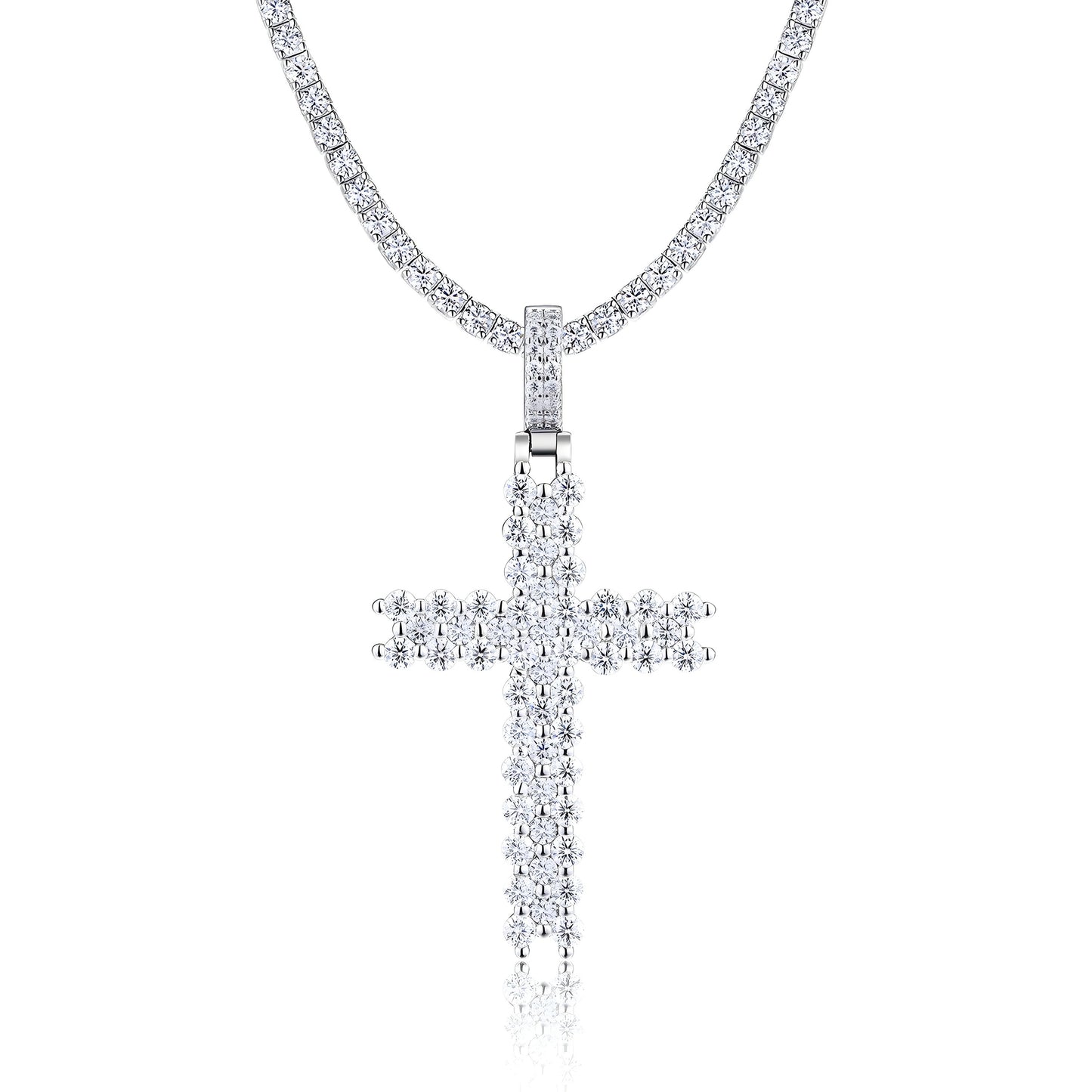 Holy Light - A Fashionable And Trendy Necklace Pendant Set With Top-quality Moissanite S925 And Silver Plated With Platinum Can Be Tested With A Diamond Pen