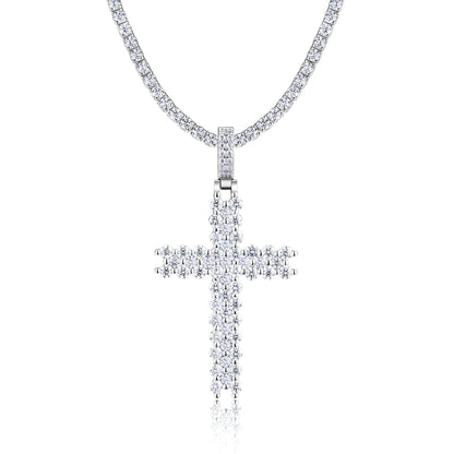 Holy Light - A Fashionable And Trendy Necklace Pendant Set With Top-quality Moissanite S925 And Silver Plated With Platinum Can Be Tested With A Diamond Pen