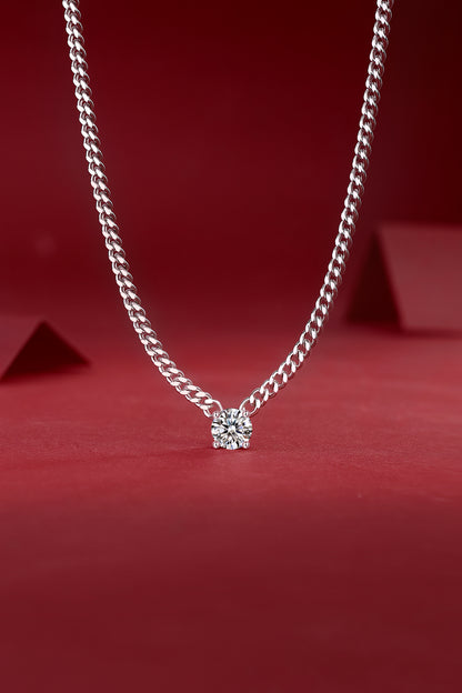 Cuban Necklace - Set With Top-quality Moissanite S925 Silver And Platinum-plated Pendant, A Fashionable And Trendy Accessory That Can Be Tested With A Diamond Pen