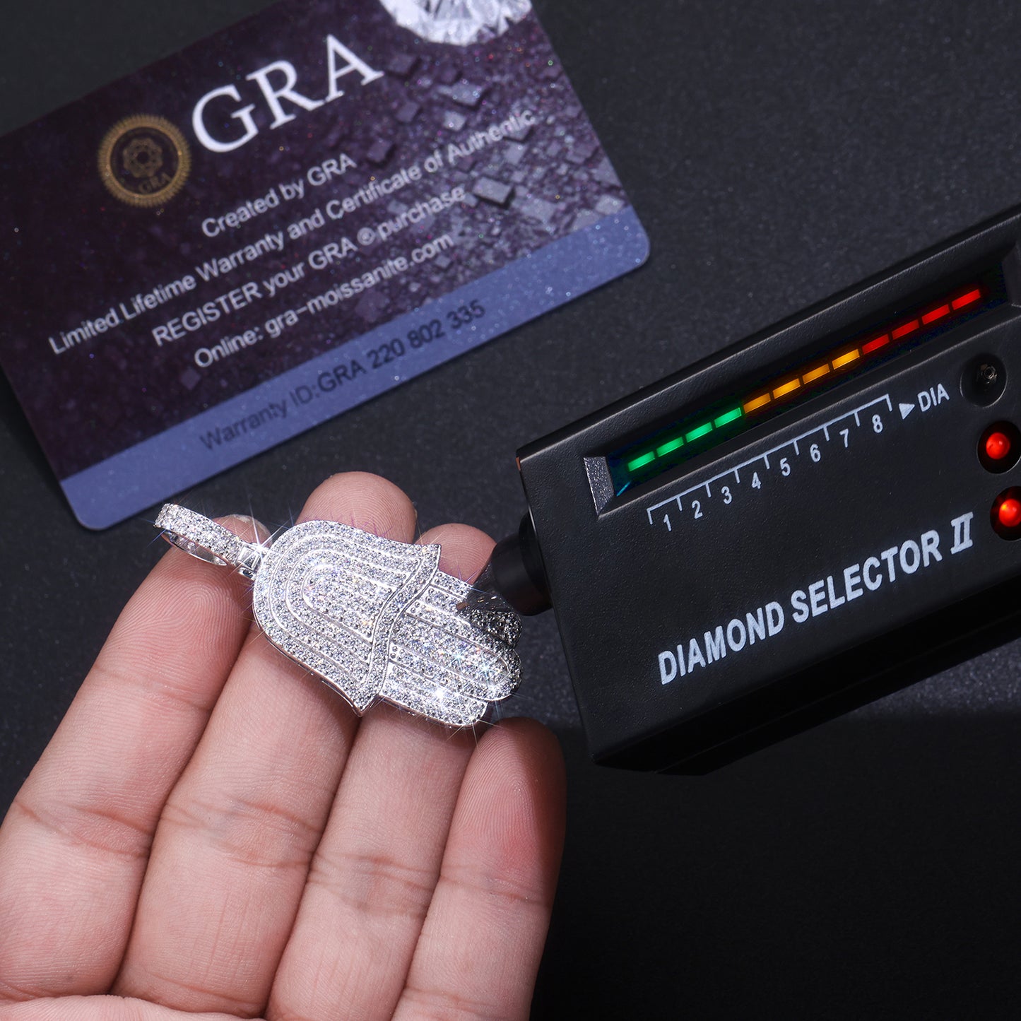 Luxury Crystal Hamsa Hand Necklace | Silver Evil Eye Protection Pendant for Women & Men