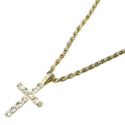 Diamond-encrusted Cross Pendant With A 4mm Twisted-link Necklace
