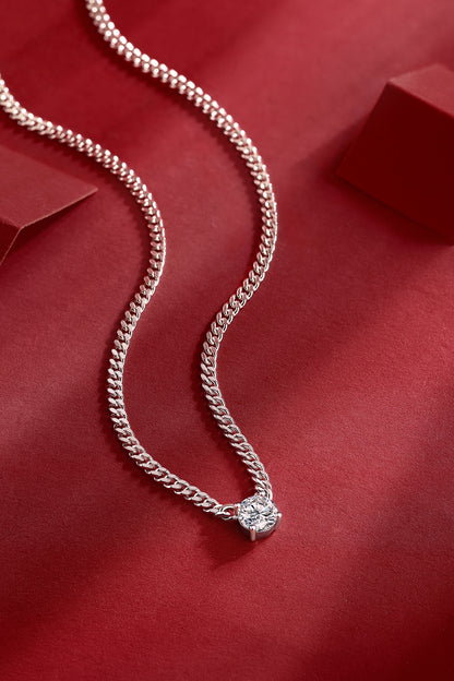 Cuban Necklace - Set With Top-quality Moissanite S925 Silver And Platinum-plated Pendant, A Fashionable And Trendy Accessory That Can Be Tested With A Diamond Pen
